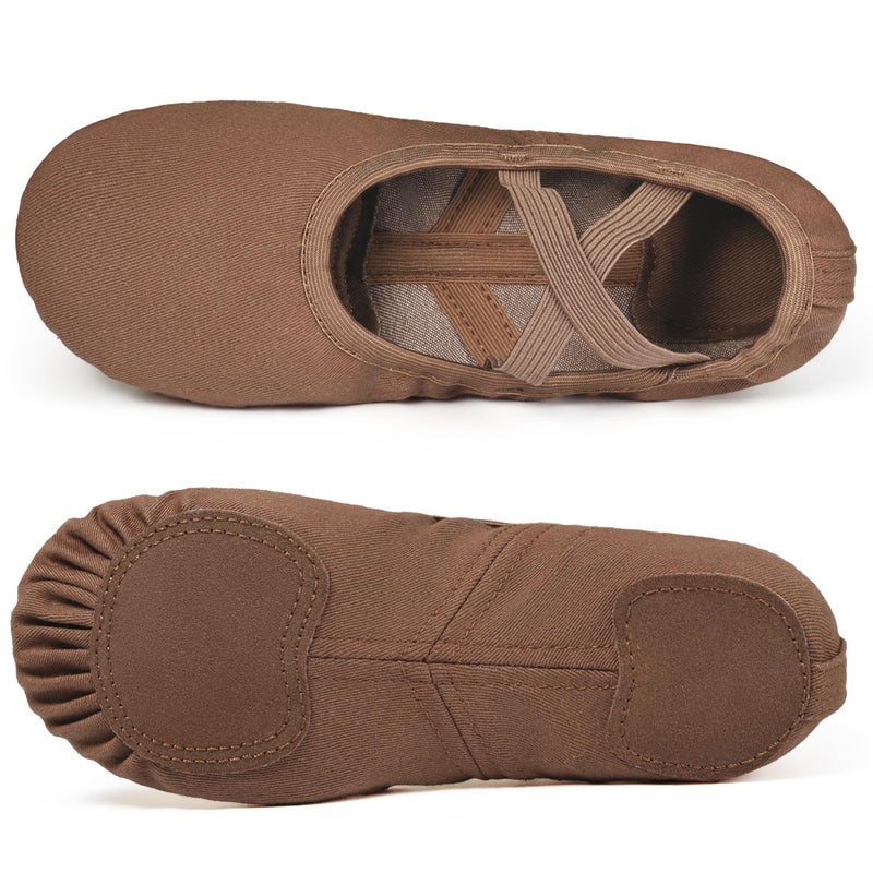 Dynadans Ballet Shoes for Women Highly Stretch Canvas Dance Split Sole Dance Shoes for Girls/Adults 8M Coffee - Image 3