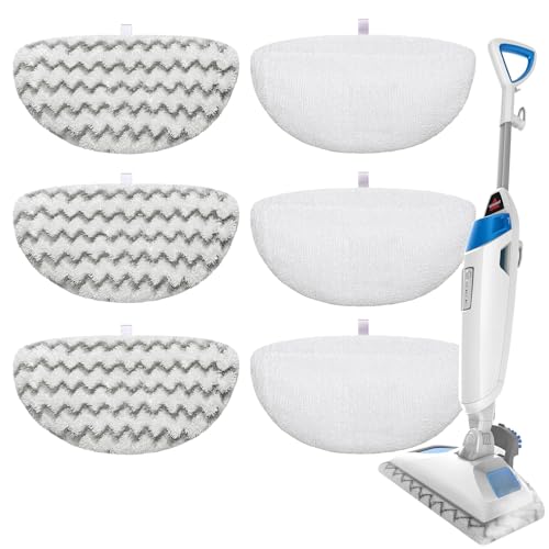 S2U 6-Pack Bissell Steam Mop Pads, for Bissell Powerfresh Steam Mop Pads 1940/1806, Thick & Washable Steam Mop Replacement Pads for Weekly Tile/Vinyl/Concrete/Large Home/Garage Cleaning - Image 1
