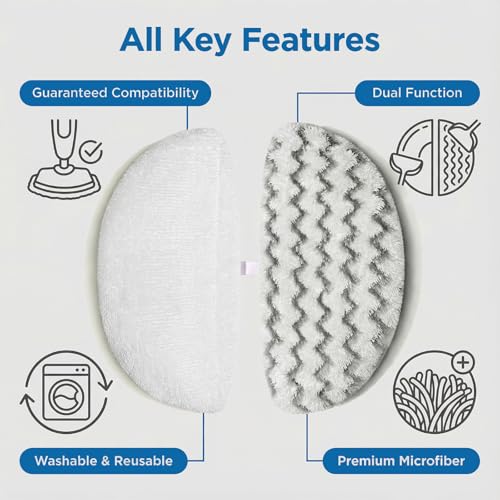 S2U 6-Pack Bissell Steam Mop Pads, for Bissell Powerfresh Steam Mop Pads 1940/1806, Thick & Washable Steam Mop Replacement Pads for Weekly Tile/Vinyl/Concrete/Large Home/Garage Cleaning - Image 2