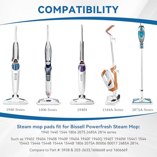S2U 6-Pack Bissell Steam Mop Pads, for Bissell Powerfresh Steam Mop Pads 1940/1806, Thick & Washable Steam Mop Replacement Pads for Weekly Tile/Vinyl/Concrete/Large Home/Garage Cleaning - Image 3