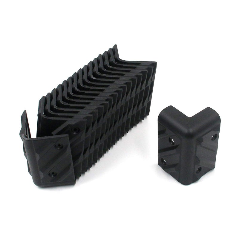 Geesatis Speaker Corner Protectors,Black Plastic Right Angle Corner for Cabinet Guitar Amplifier Stage Speaker,with Mounting Screws, Height 3 inch, Pack of 16
