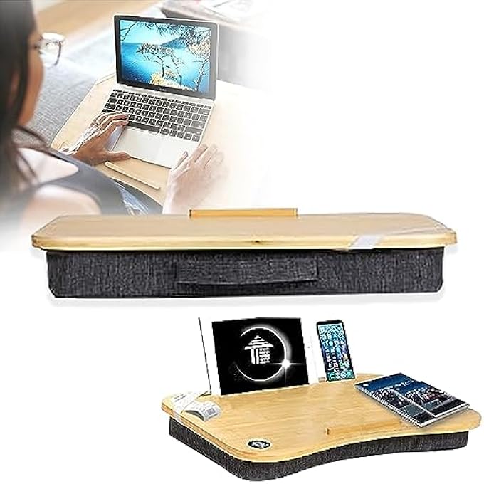 LAPTOP DESK FOR BED | BED DESK FOR LAPTOP AND WRITING | LAPTOP BED TABLE WITH MEMORY FOAM (LARGE, EXTRA COMFY) | LAPTOP TABLE FOR BED | PORTABLE DESK FOR BED | ADJUSTABLE BED DESK