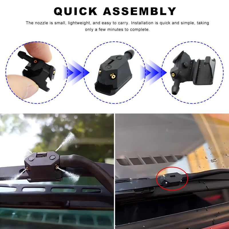 Suvnie 4 PCS Front Windshield Washer Nozzles, 4 Holes Car Windshield Washer Wiper Arm Sprayer, Auto Left Right Windshield Washer Squirter Nozzle Replacement, Universal Vehicle Accessories (4 PCS) - Image 3