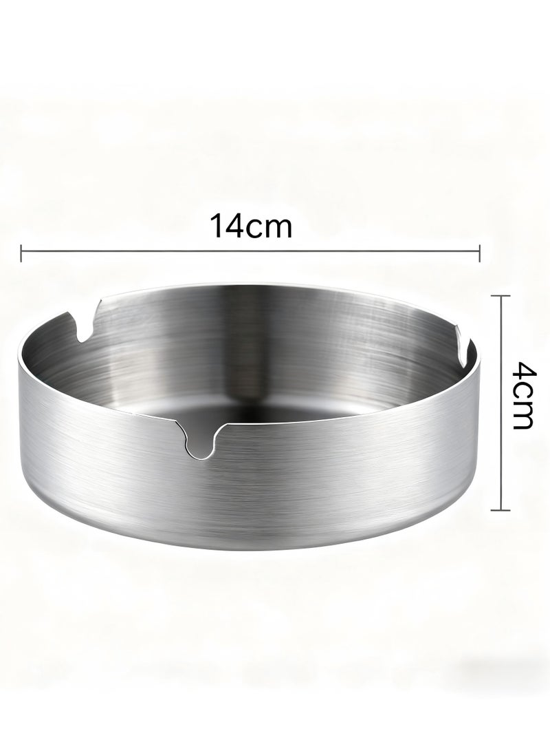 EFUMKE Silver stainless steel ashtray, simple and transparent, portable and modern design, suitable for home offices, cafes, hotels, outdoor and other places (4*14CM). - Image 2