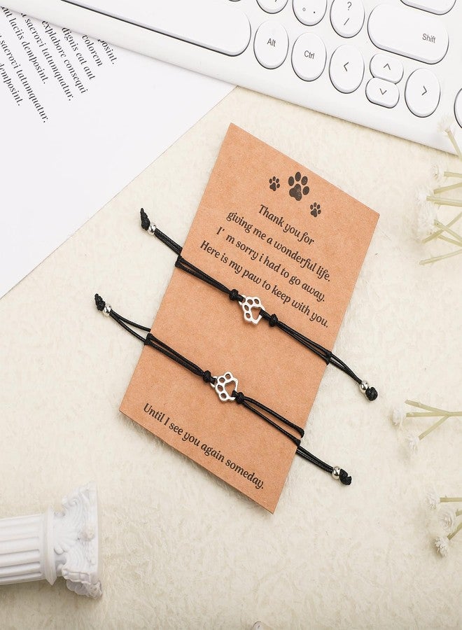 XIHIRCD 2pcs Cat Dog Memorial Bracelet Gift, Pet Memorial Gifts Sympathy Gift Paw Print Friendship Bracelets for Dog Lover Memory Gifts - Image 3