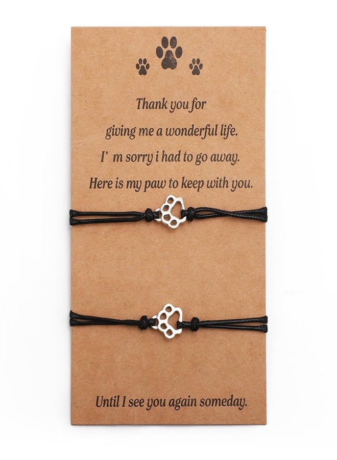 XIHIRCD 2pcs Cat Dog Memorial Bracelet Gift, Pet Memorial Gifts Sympathy Gift Paw Print Friendship Bracelets for Dog Lover Memory Gifts - Image 1