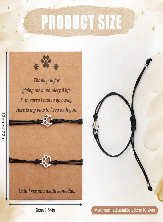 XIHIRCD 2pcs Cat Dog Memorial Bracelet Gift, Pet Memorial Gifts Sympathy Gift Paw Print Friendship Bracelets for Dog Lover Memory Gifts - Image 2
