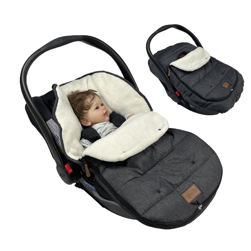 FUNLIFE funlife 4 in 1 Premium Waterproof Universal AntiWind Infant Car Seat Cover Comes with Ultra Soft Fleece Car Seat Bunting Bag for WinterCar Seat Cover Bunting Set for 012M