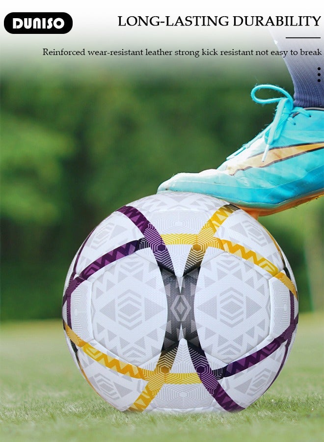 DUNISO Soccer Ball Size 5 High Quality Football For Training Playing Waterproof And Wear Resistant Football for Official Matches With Air Pump Net Bag And Ball Needles Indoor Outdoor Game Soccer Ball - Image 5