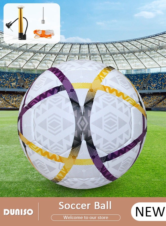 DUNISO Soccer Ball Size 5 High Quality Football For Training Playing Waterproof And Wear Resistant Football for Official Matches With Air Pump Net Bag And Ball Needles Indoor Outdoor Game Soccer Ball - Image 1
