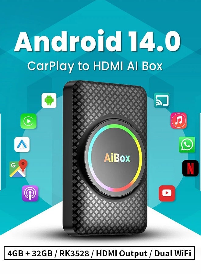 ديقيساند الروبوت 14 Carplay HDMI Ai Box اللاسلكي الروبوت السيارات RK3528 ل يوتيوب نتفليكس ل هيونداي أزيرا سوناتا i10 توكسون أيونيك كونا - Image 3