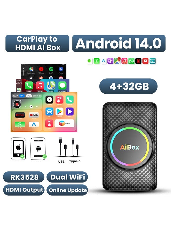 ديقيساند الروبوت 14 Carplay HDMI Ai Box اللاسلكي الروبوت السيارات RK3528 ل يوتيوب نتفليكس ل هيونداي أزيرا سوناتا i10 توكسون أيونيك كونا - Image 5