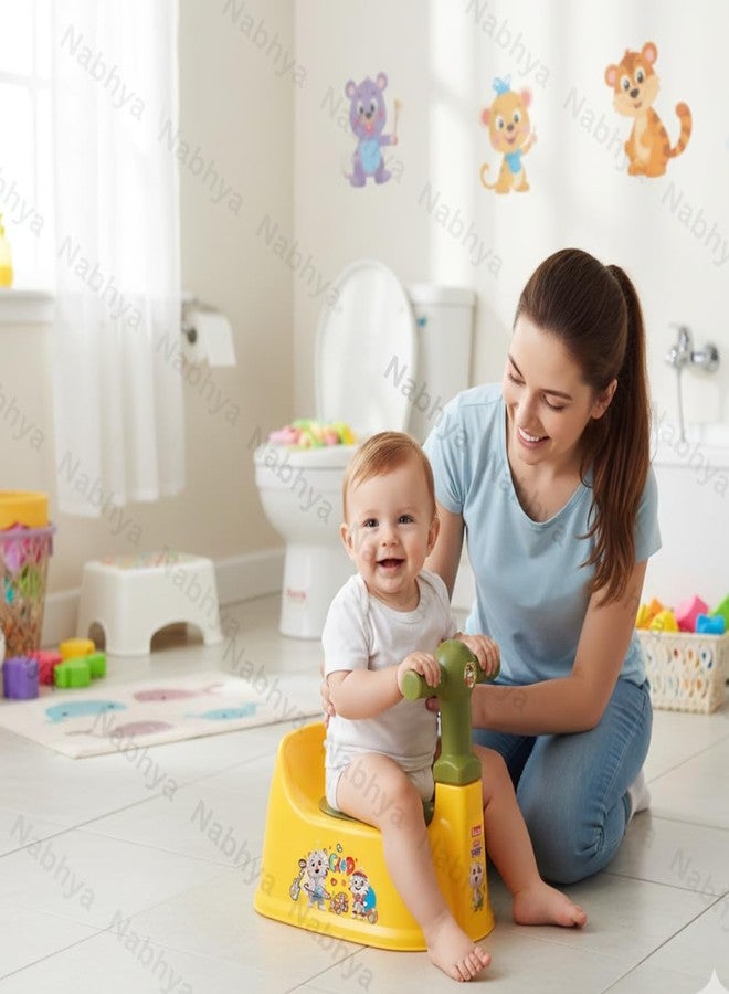 Zerya Kids Toilet Trainer Baby Potty Seat With Stylish Handle & Closing Lid With Back Support Toilet Potty Seat For Girls & Boys (For 6-18 Month Kids) (Yellow) - Image 2