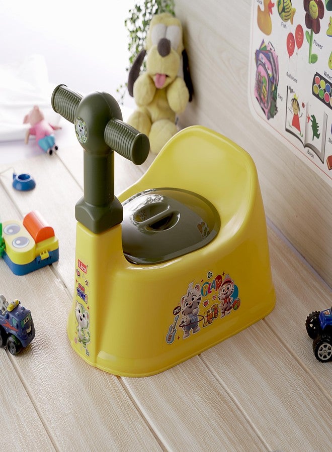 Zerya Kids Toilet Trainer Baby Potty Seat With Stylish Handle & Closing Lid With Back Support Toilet Potty Seat For Girls & Boys (For 6-18 Month Kids) (Yellow) - Image 1