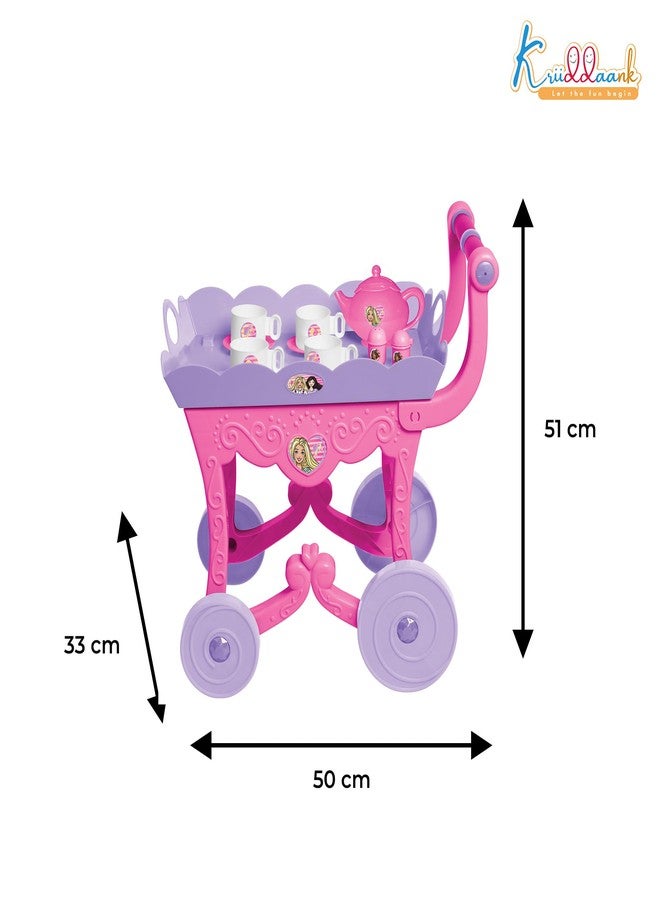 Kriiddaank Barbie 32 Pieces Tea Set Trolley 3Y+, Multicolour | Safe & Gift-Friendly - Image 3