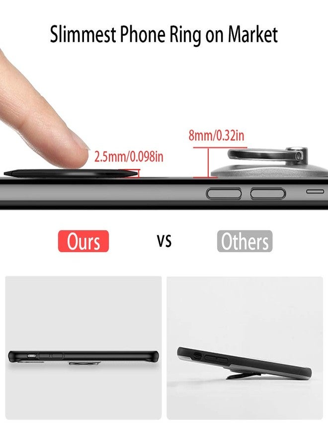Tomorotec Upgraded World's Slimmest Phone Ring Holder, Tomorotec Ultra Thin Cell Phone Ring Stand Magnetic Car Mount Hook Matte Center Compatible for iPhone X 8 7 Plus 6S 6 5s 5 SE,Galaxy S8 S7 S6 Edge(Black) - Image 3