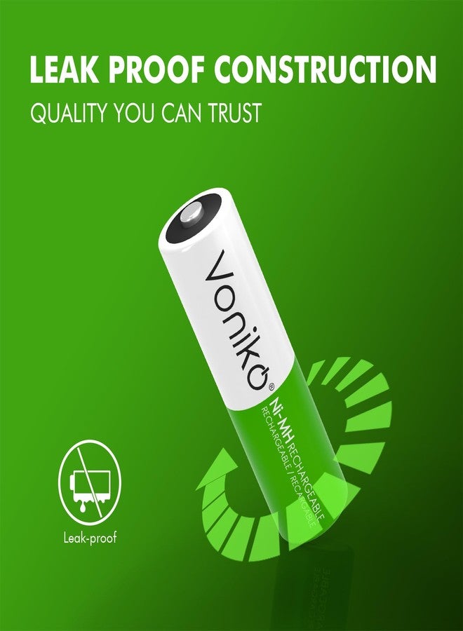 Voniko Rechargeable AA NiMH Enecycle Double A Batteries 12 Pack - Ultra Long Lasting, 2100mAh, Recharge up to 1000x Times, Pre-Charged (1.2V) - Image 3
