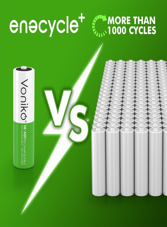 Voniko Rechargeable AA NiMH Enecycle Double A Batteries 12 Pack - Ultra Long Lasting, 2100mAh, Recharge up to 1000x Times, Pre-Charged (1.2V) - Image 2