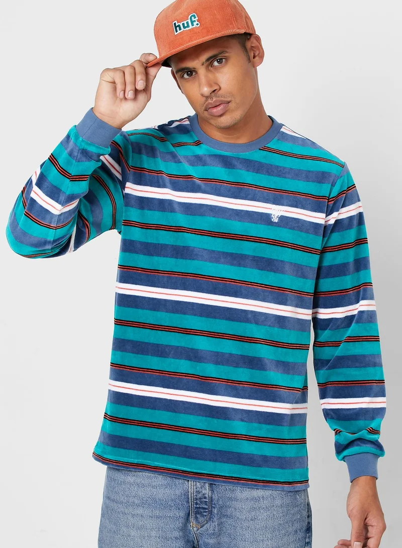 HUF Unveil Striped Velour T-Shirt