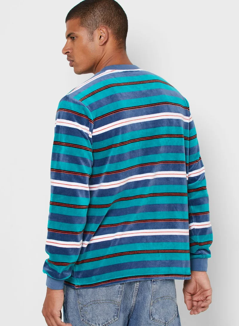 HUF Unveil Striped Velour T-Shirt