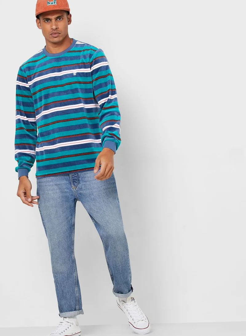 HUF Unveil Striped Velour T-Shirt