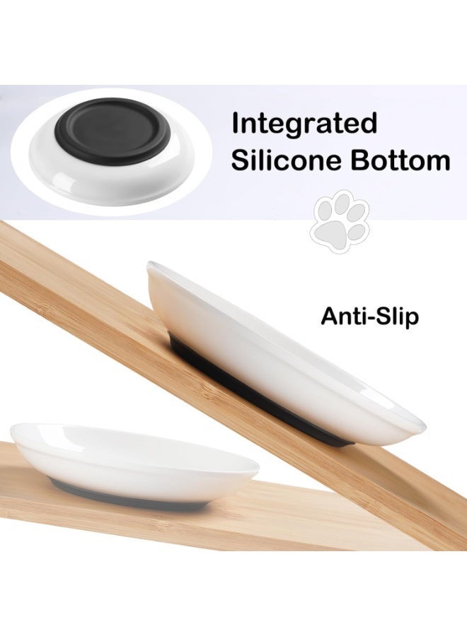 Homify 2pcs Cat Food Bowl Set Dishes, Ceramic Cat Bowls for Indoor Cats & Kitten, Anti Whisker Fatigue Heavy Non-Slip Ceramic Cat Plate for Dry Wet Food & Water - Image 3