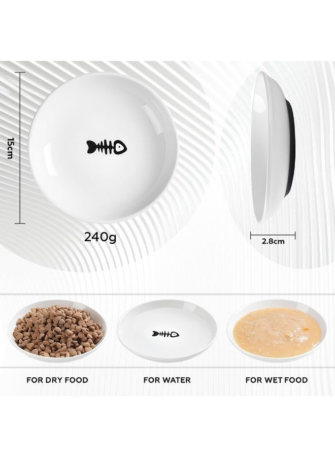 Homify 2pcs Cat Food Bowl Set Dishes, Ceramic Cat Bowls for Indoor Cats & Kitten, Anti Whisker Fatigue Heavy Non-Slip Ceramic Cat Plate for Dry Wet Food & Water - Image 5