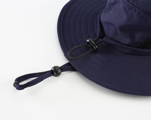 Connectyle Kids Bucket Hat Boys Safari Fishing Wide Brim Sun UPF 50+ Beach Hat Breathable Navy Blue - Image 4