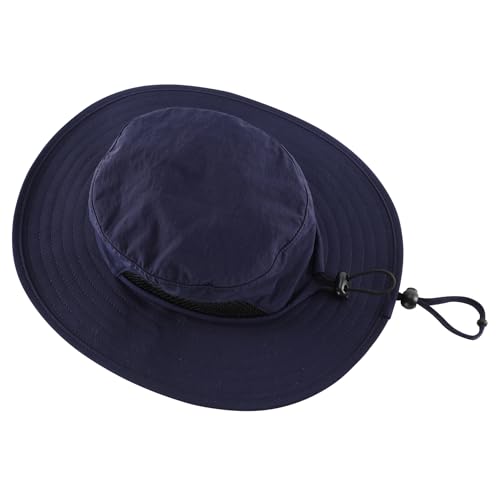 Connectyle Kids Bucket Hat Boys Safari Fishing Wide Brim Sun UPF 50+ Beach Hat Breathable Navy Blue - Image 2