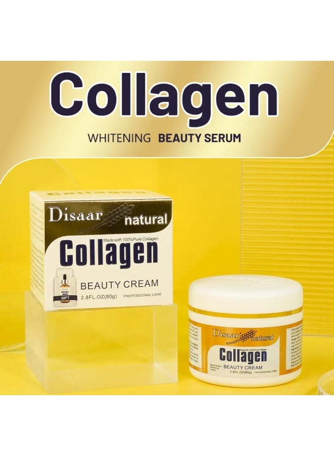 Disaar 80g Natural Collagen Beauty Cream Firming Skin Care Whitening Moisturizing Cream Anti aging Wrinkle Face Cream Hydration Collagen Cream Skin Care Face Whitening Cream Collagen Cream - Image 3
