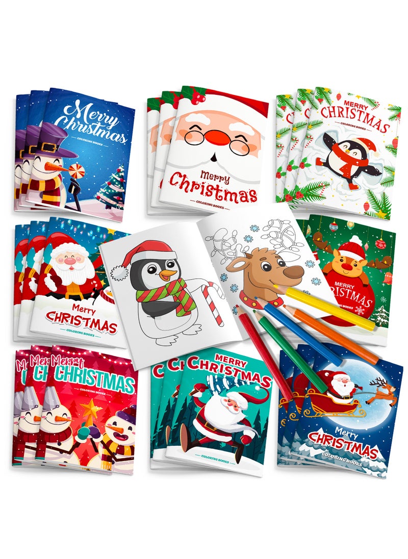 FRUITFUL PARTY - Christmas Coloring Books for Kids,24pcs Festival Coloring Books Bulk/Festival Activity Books Bulk 12 Festival Party Color Pencils for Kids All Ages Indoor Activities Festival Party Supplies Gifts - Image 1