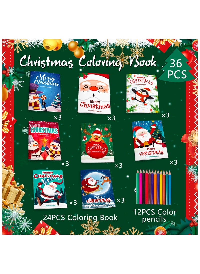 FRUITFUL PARTY - Christmas Coloring Books for Kids,24pcs Festival Coloring Books Bulk/Festival Activity Books Bulk 12 Festival Party Color Pencils for Kids All Ages Indoor Activities Festival Party Supplies Gifts - Image 1