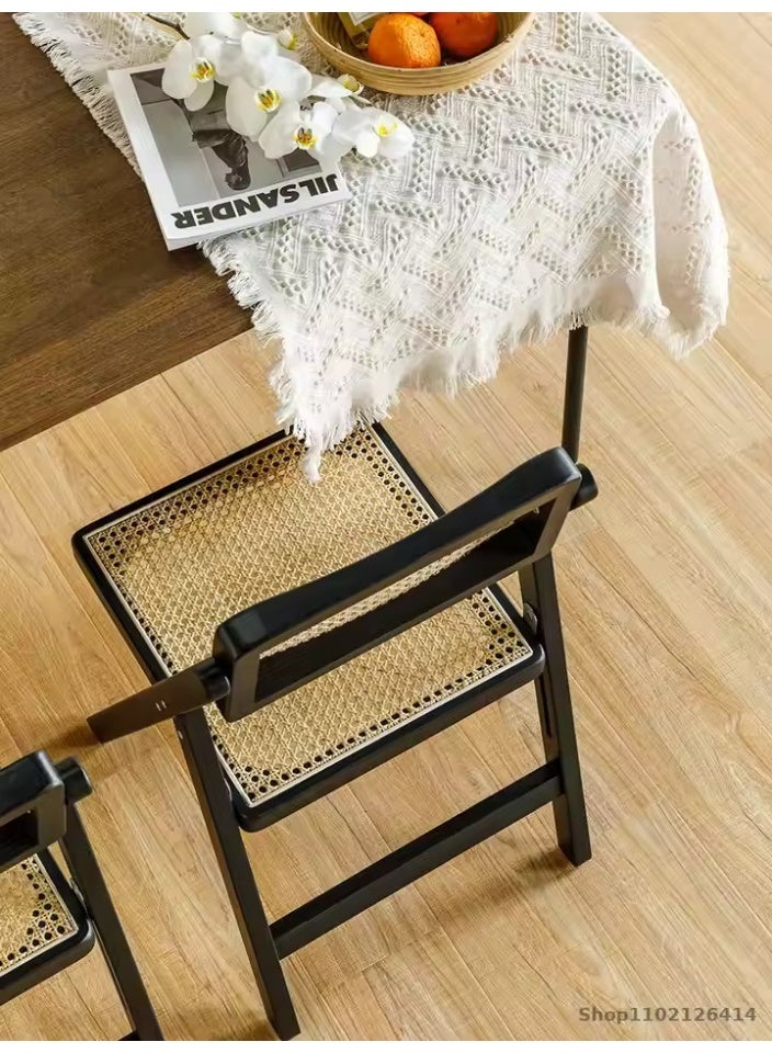 Roman Gifts Mid century Modern Accent Chair Solid Wood Frame Armchair with Rattan Perfect for Home Office Living Room and Dining Room - Image 3