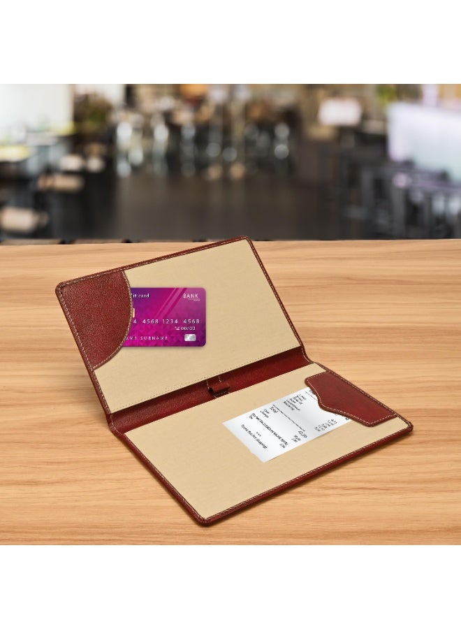 FIS حافظة فواتير تنفيذية، مواد جلدية ملصقة، غلاف مبطن، زوايا مخيطة، حجم 15x24.5 سم، إغلاق بفلاب مغناطيسي، جيب زاوي وحامل قلم، لون مارون - FSCLBFMR - Image 4