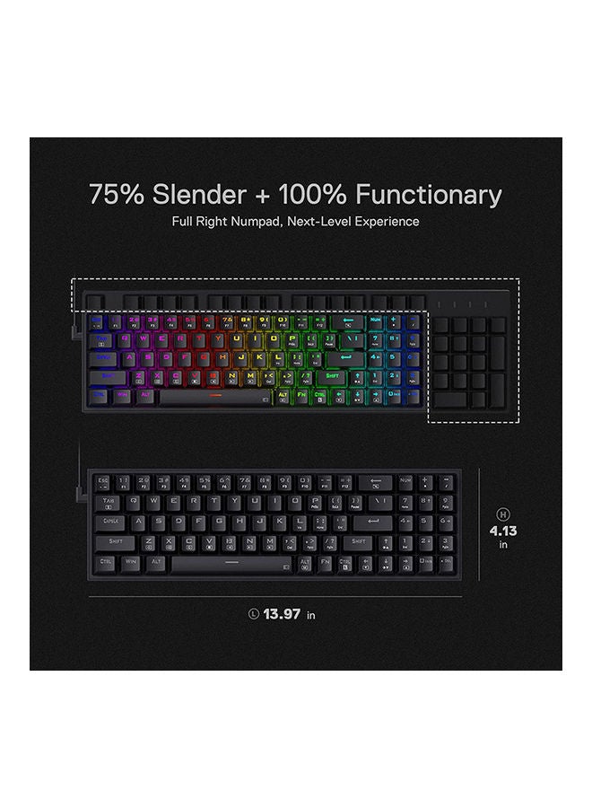 Redragon K628 Pollux 75% Wired RGB Gaming Keyboard, 78 Keys Hot-Swappable Compact Mechanical Keyboard w/100% Hot-Swap Socket, Free-Mod Plate Mounted PCB & Dedicated Arrow and Numpad, Red Switch - Image 3