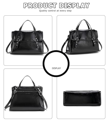 My Friday myfriday Leather Messenger Bag for Women Vintage Briefcase Small Office Bag Crossbody Work Bag Business Satchel Shoulder Bag (Black) - Image 5