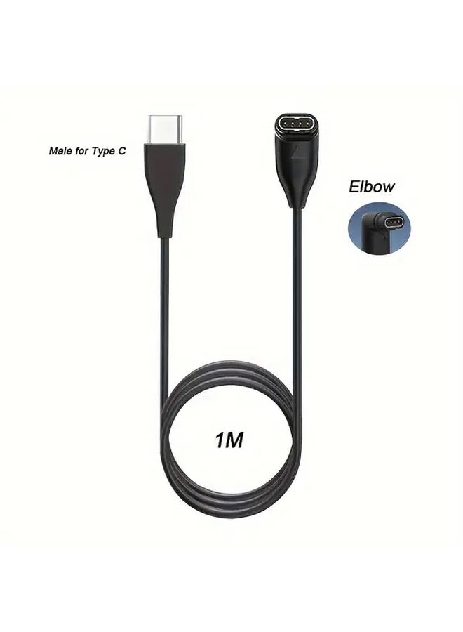 كابل شحن بيانات قصير من نوع USB-C لساعة Garmin Fenix برأس مائل - Image 4
