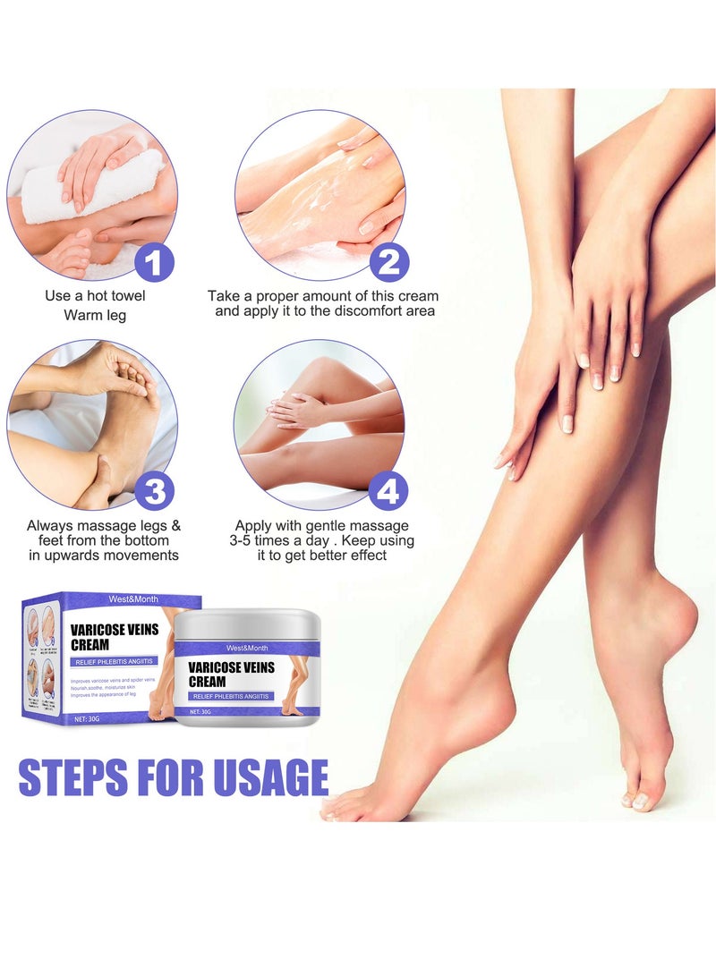 West&Month Vein Care Fading Cream, Spider Leg Fading Cream, Varicose Veins Treatment Cream, Improve The Apperance of Legs and Blood Circulation, Relief Tired - Image 4