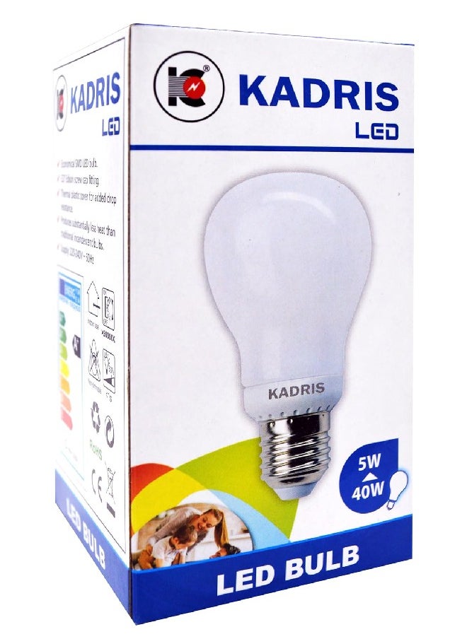 KADRIS LED Bulb 5W LA-2032, 6500K Cool Daylight (White) Power Saving Plastic-coated Aluminum, C220-240V 50-60HZ, 300 Degrees Projection Beam Angle, BMTC latest Generation Chip  - Image 3