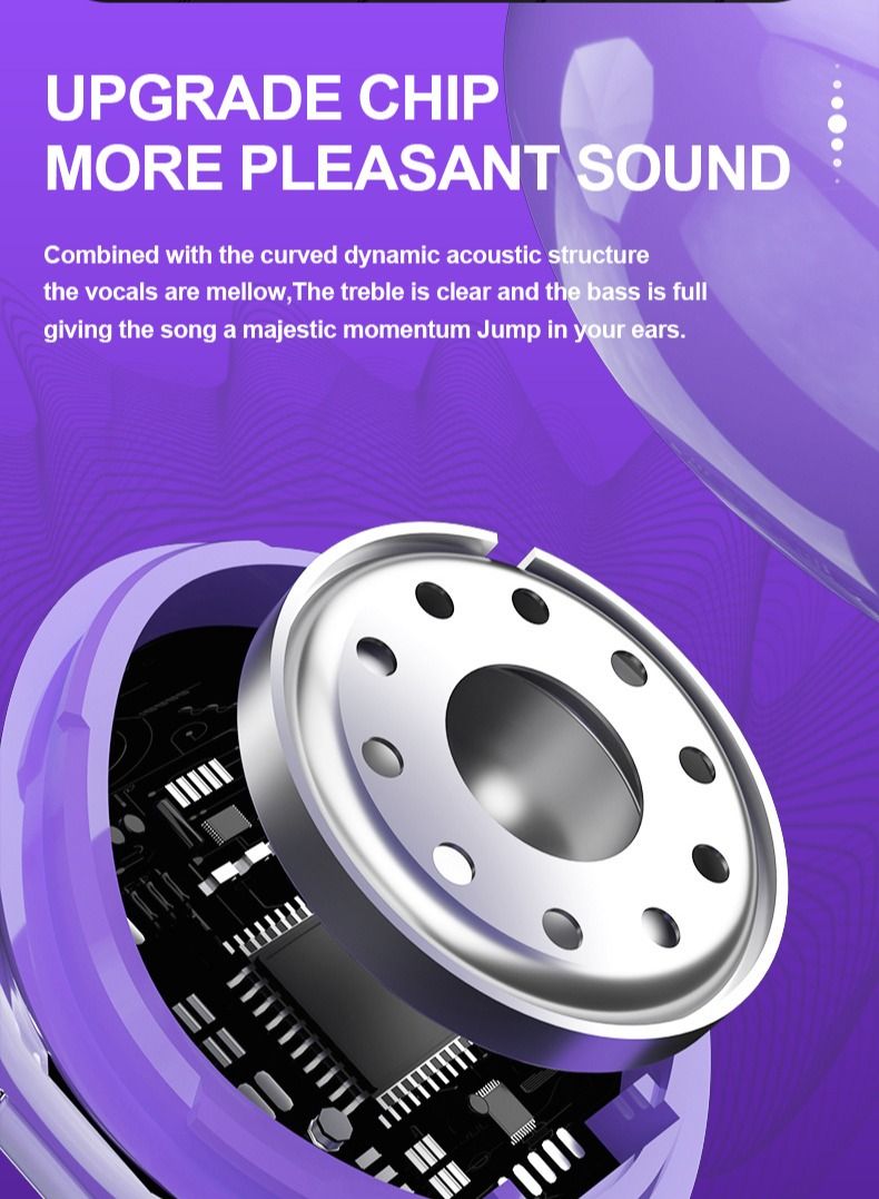 M MIAOYAN M MIAOYAN (YX06) Fashion Transparent Bluetooth Headphones Earplugs Sports Headphones Gaming Cool Trendy Bluetooth Headphones Noise Canceling Headphones (White)  - Image 4