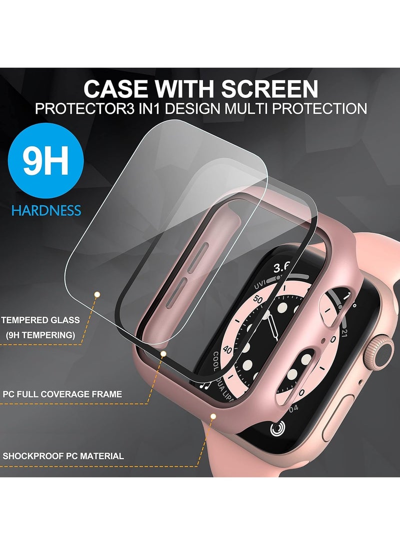 FARROBIZZ 2-Pack for Apple Watch Series 9/8/7/6/5/4/Series SE/SE 2  in mm All-around Screen Protector Case, Tempered Glass Screen Protector Case Ultra-thin for iWatch in mm Protection Cover - Clear - Image 2