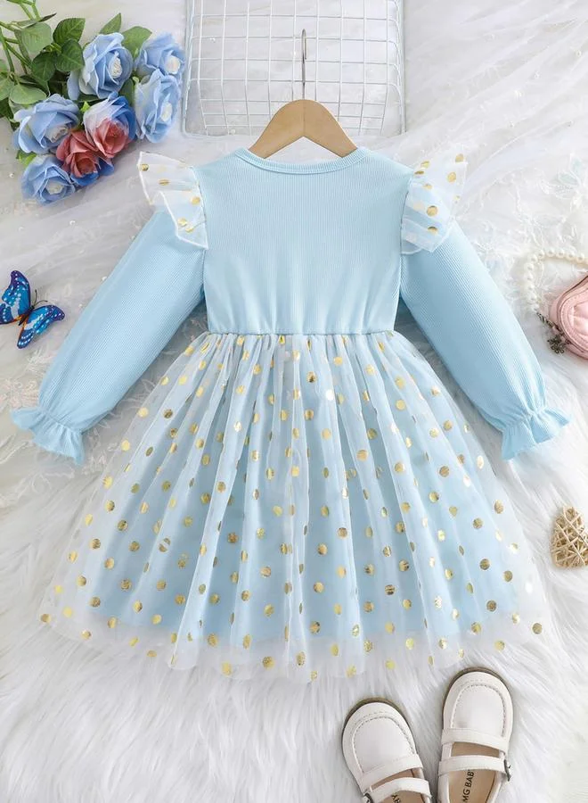 تايك تو Take Two Bow Detail Ruffled Long Sleeve Mesh Dress