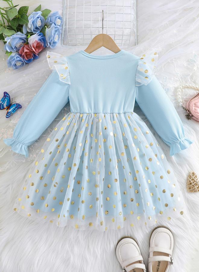 تايك تو فستان شبكي بأكمام طويلة وكشكشة وتفاصيل فيونكة - Image 2