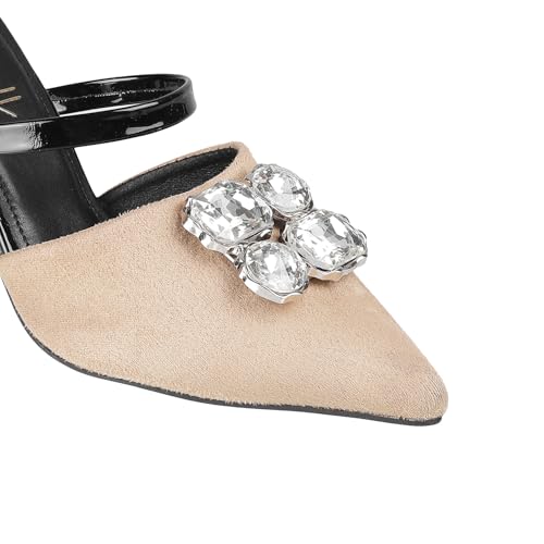 Catwalk Women Stylised Open Back Kitten Heels | For Women & Girls (Beige,5 UK) - Image 4