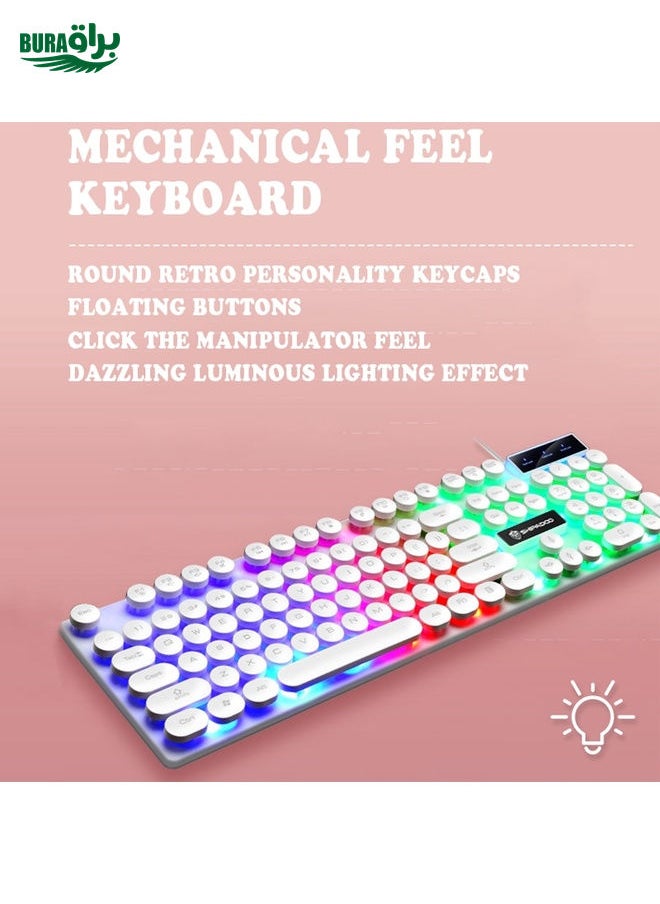 BURAQ Shipadoo LD-122 4 in 1 Girly Glowing Keyboard + Mouse + Earphone + Mouse Pad Set(Pink Punk)  - Image 3