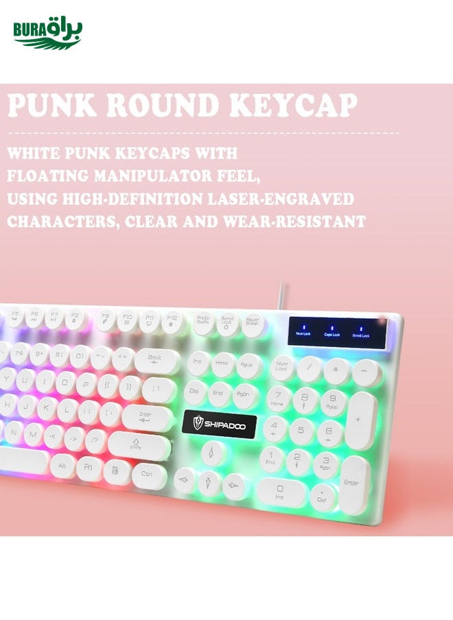 BURAQ Shipadoo LD-122 4 in 1 Girly Glowing Keyboard + Mouse + Earphone + Mouse Pad Set(Pink Punk)  - Image 4