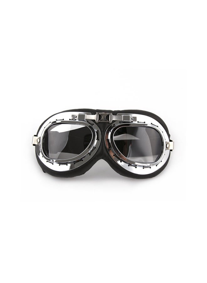 Silver Frame Transparent Sheet Harley Goggles Motorcycle Helmet Retro Household Windproof Uv-proof Outer Sports Riding Glasses Windproof Goggles