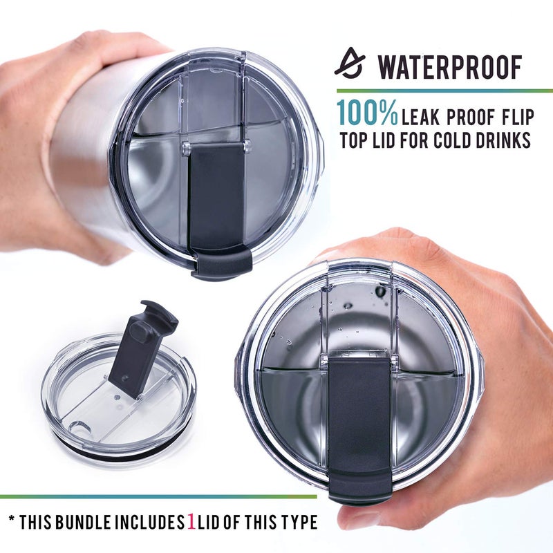 تشيل أوت لايف القدح سفر الفولاذ المقاوم للصدأ مع مقبض 30 أونصة - 6 قطع. البهلوان مع مقبض فرشاة تنظيف القش و 2 أغطية. حزمة كوب قهوة كبيرة معزولة الجدار - مسحوق مسحوق مائي مطلي بالمسحوق الأزرق المغلفة - Image 5