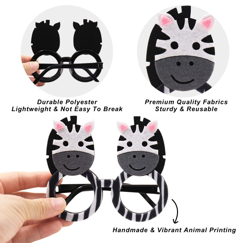 Bessmoso 12 Pack Jungle Animal Glasses Safari Costume Party Favors,12 Kinds of Eyeglasses for Petting Zoo Farmhouse Themed Birthday Party Jungle Safari Dress-Up Cosplay Party Supplies - Image 3