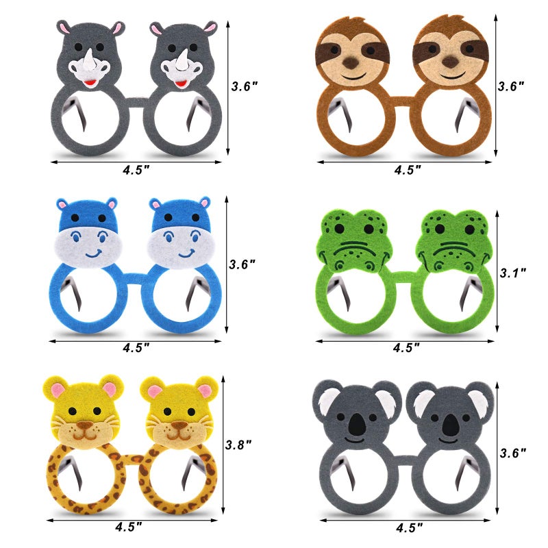 Bessmoso 12 Pack Jungle Animal Glasses Safari Costume Party Favors,12 Kinds of Eyeglasses for Petting Zoo Farmhouse Themed Birthday Party Jungle Safari Dress-Up Cosplay Party Supplies - Image 2